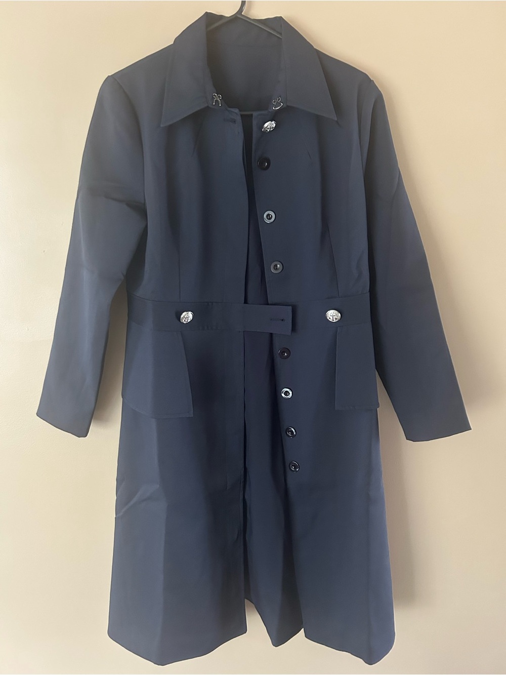 Source Unknown Navy Blue Women's Trench Coat